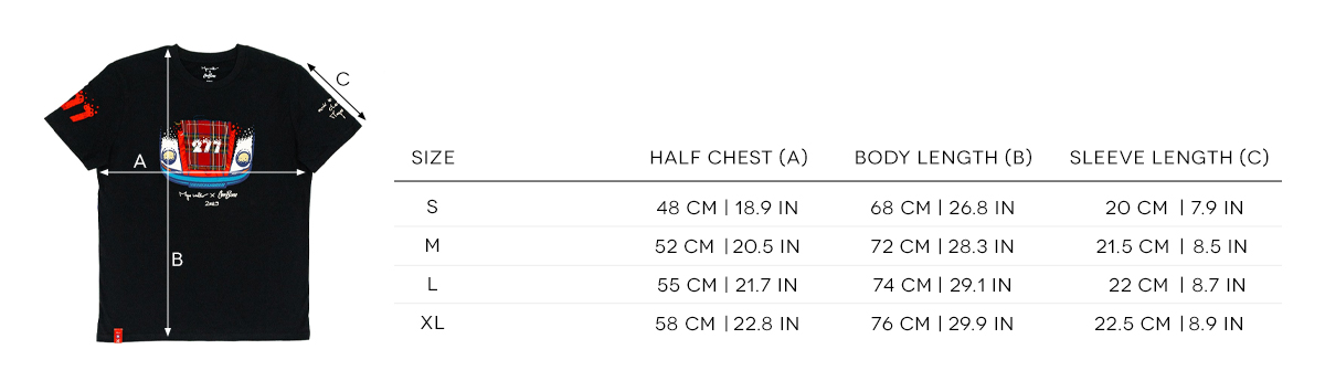 T-shirt | Magnus Walker x CarBone Magnus_tshirt_sizes_2