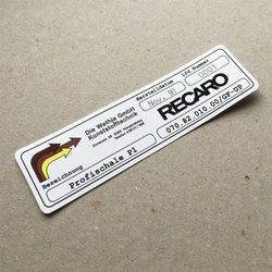 Recaro seats serial number sticker, 964 (1991 - 1994)