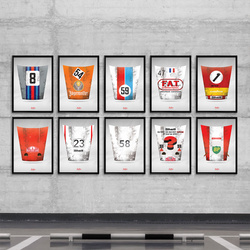Liveries posters of famous race car hoods