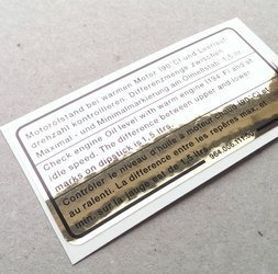 Engine oil level decal, gold, 964, 993 (1989 - 1998)