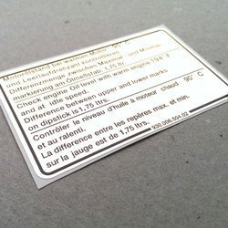 Engine oil level decal for G-model 3.0 & 3.2 (1981 – 1989)