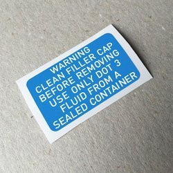 Brake fluid sticker Dot3 for G-model, 964, 928 (1974 – 1994)