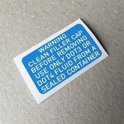 Brake fluid sticker Dot3/Dot4 for G-model, 964, 928 (1974 – 1994)