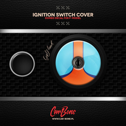 Ignition switch cover decal with pattern for early F-model (1964 – 1973)