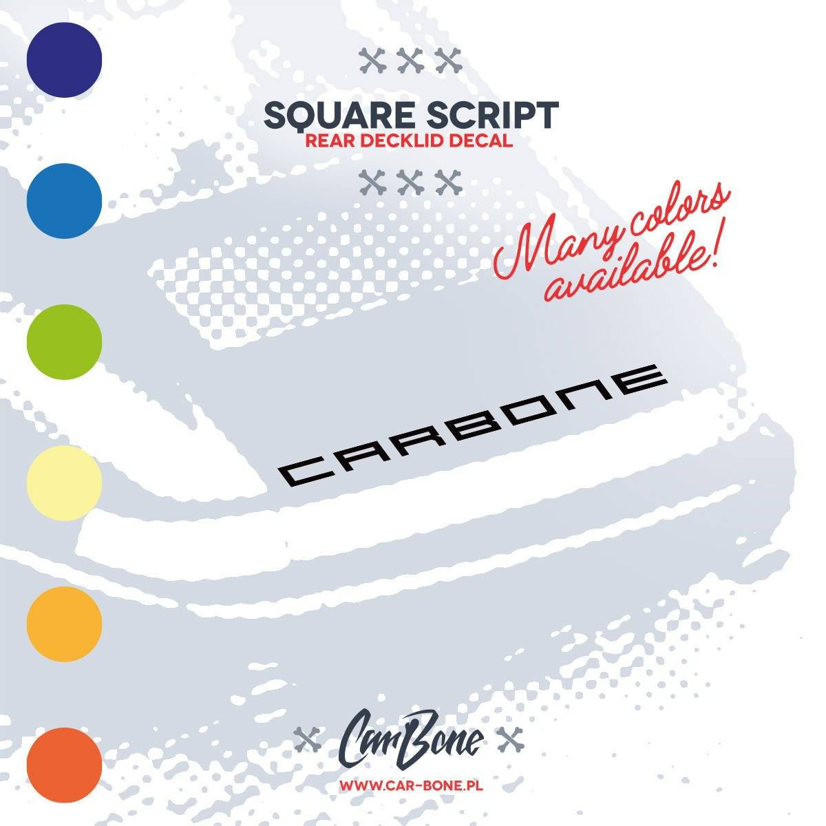 Square Script Rear Decklid Decals Black Gloss - CarBone