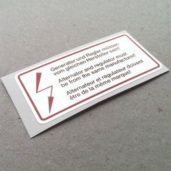 Alternator engine decal, red border, for F-model, 912, 914 (1965 – 1976)