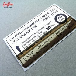 Collapsible emergency spare tire decal for G-model 3.0 & 3.2 (1978 – 1986)