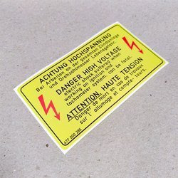 “Danger High Voltage” decal, 924, 944 (1976 - 1985)