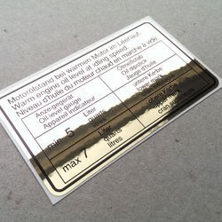 Engine oil level decal, for F-model (1965-1972), 914 (1970-1976)