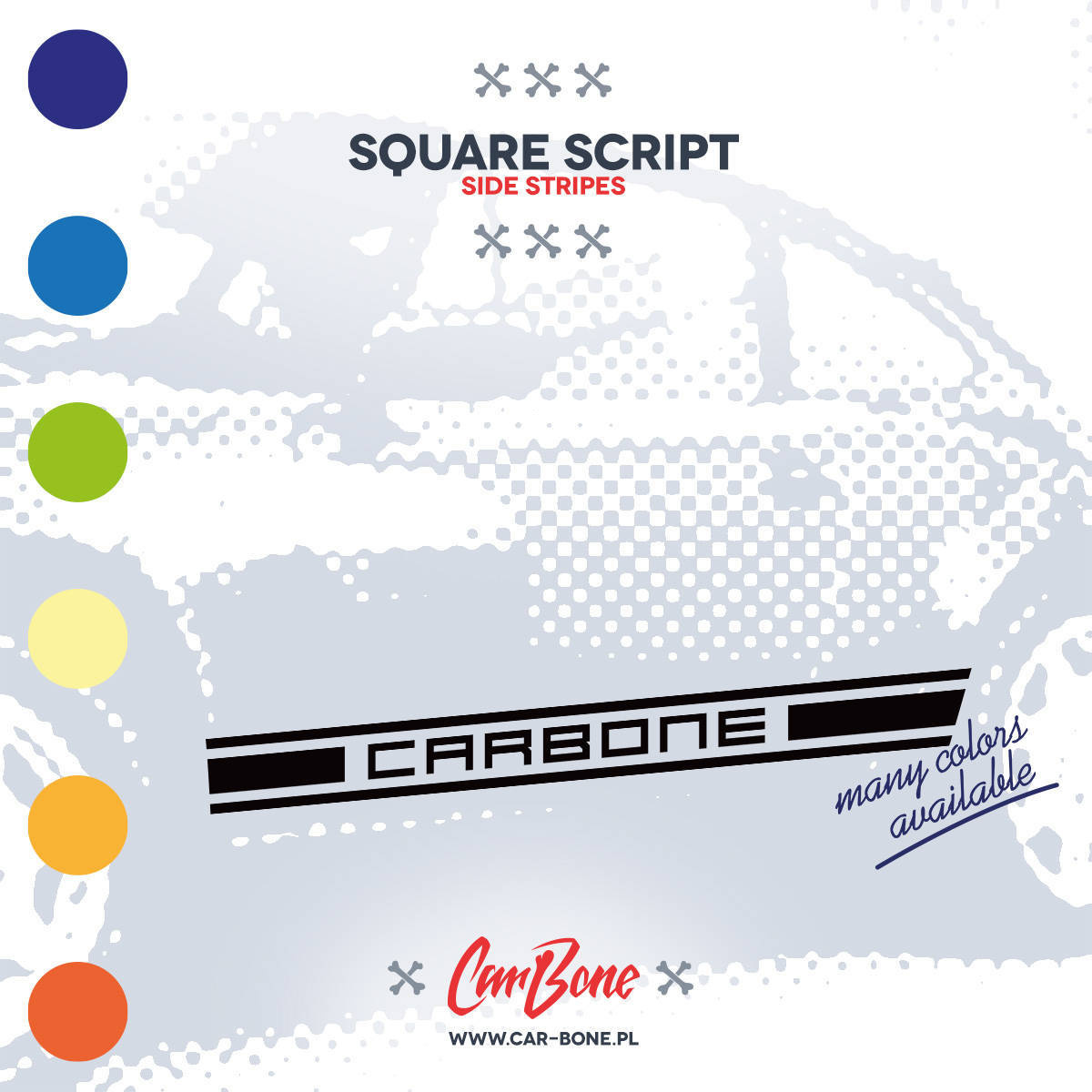 Square Script Side Decals Gold Glossy - CarBone